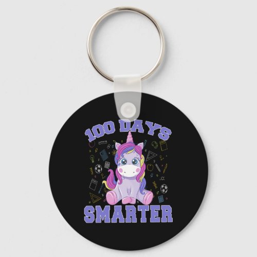 Day Of School Unicorn Girls 100 Days Of School Sma Keychain