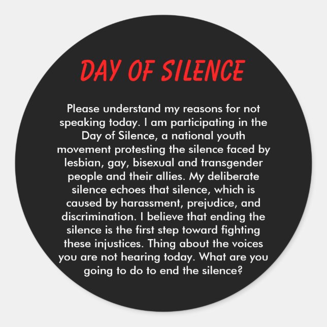 Day of Silence Classic Round Sticker (Front)