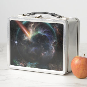 Day Of The Asteroid SciFi Fractal Art Metal Lunch Box