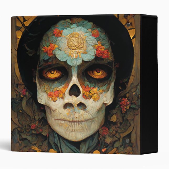 Day Of The Dead 1 Fantasy Skull 3 Ring Binder (Back/Spine)
