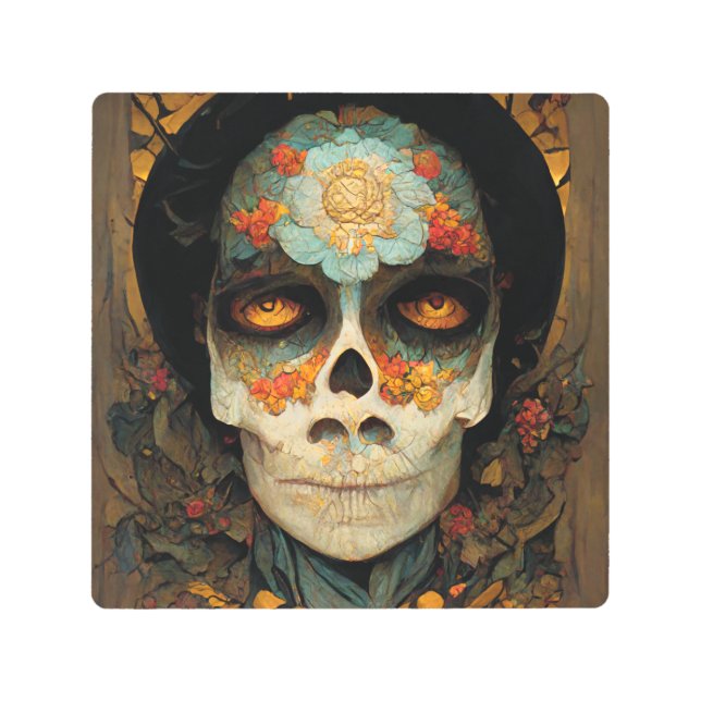 Day Of The Dead 1 Fantasy Skull Metal Print (Front)