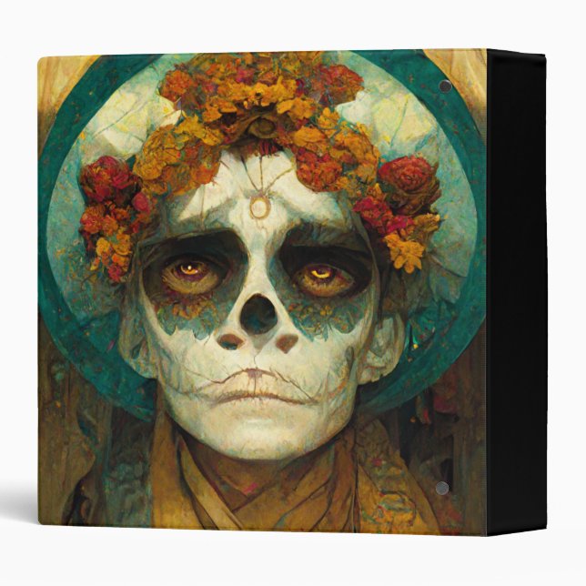 Day Of The Dead 2 Fantasy Skull 3 Ring Binder (Back/Spine)