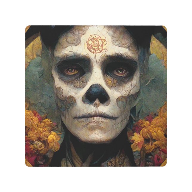 Day Of The Dead 3 Fantasy Skull Metal Print (Front)