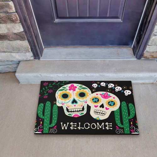 Day of the Dead Art Sugar Skulls Welcome Doormat