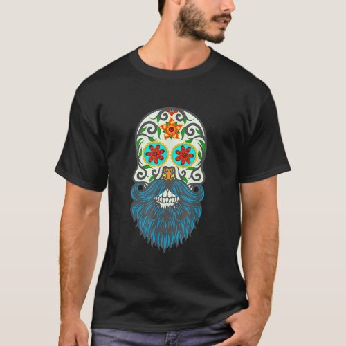 Day Of The Dead Bearded Sugar Skull Halloween Cost T_Shirt