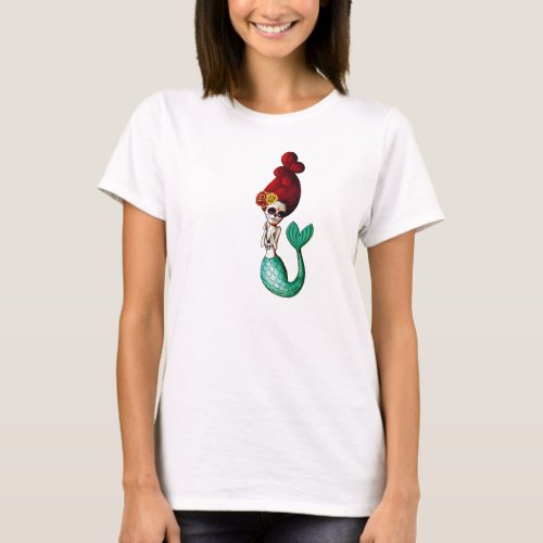 Day of The Dead Beautiful Mermaid Girl T_Shirt