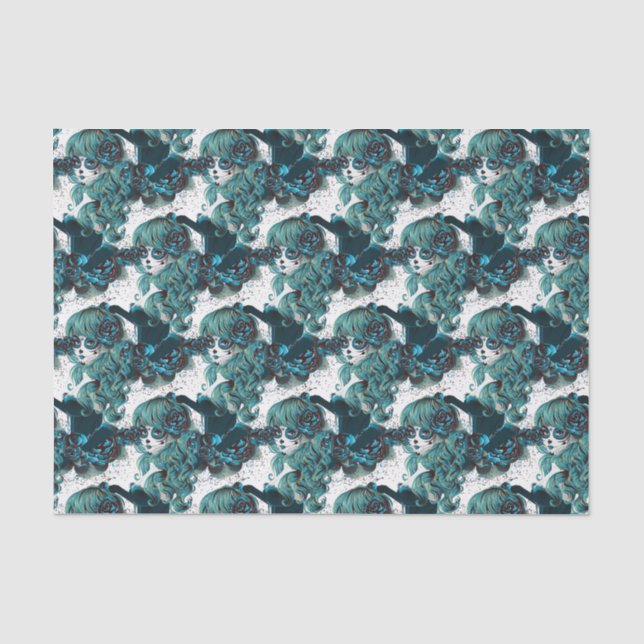 Day of the Dead Beautiful Sugar Skull Girl Tissue Paper (Front)