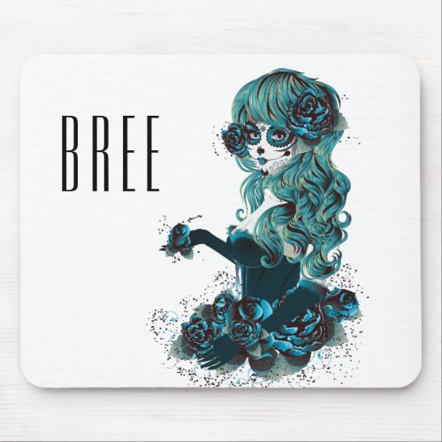 Day of the Dead Beautiful Sugar Skull Makeup Girl Mouse Pad