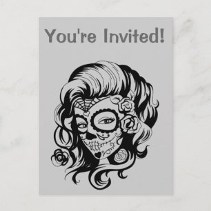 Day of the Dead Beauty Invitation Postcard