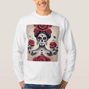 Day of the Dead Beauty with Roses T-Shirt