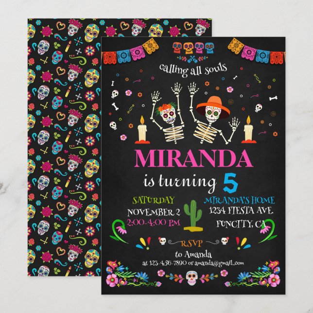 Day of the Dead Birthday Invitation (Front/Back)