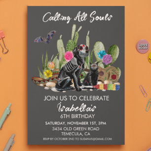 Day of the Dead Birthday Party Watercolor Fiesta Invitation