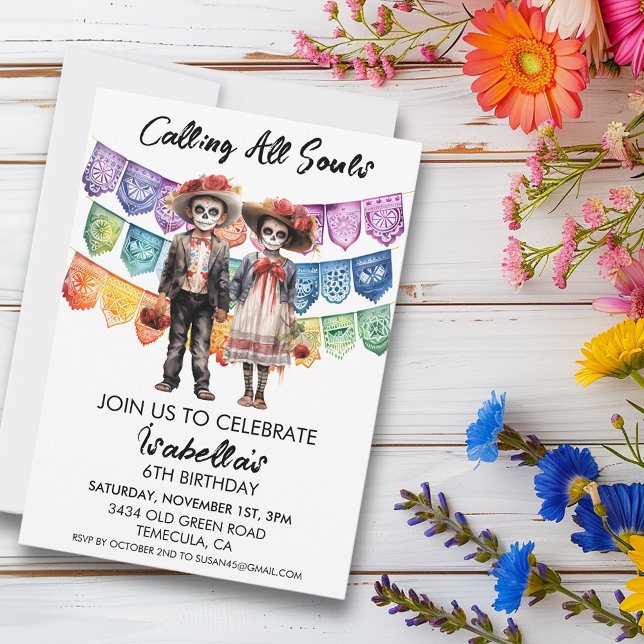 Day of the Dead Birthday Party Watercolor Fiesta  Invitation (Creator Uploaded)
