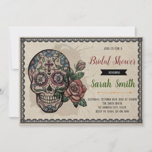 Day of the dead bridal shower 3 invitation