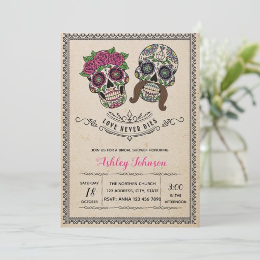 Day of the dead bridal shower invitation | Zazzle