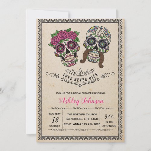 Day of the dead bridal shower invitation