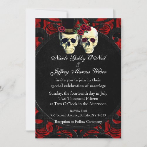 Day of the Dead Bride and Groom Wedding Invitation