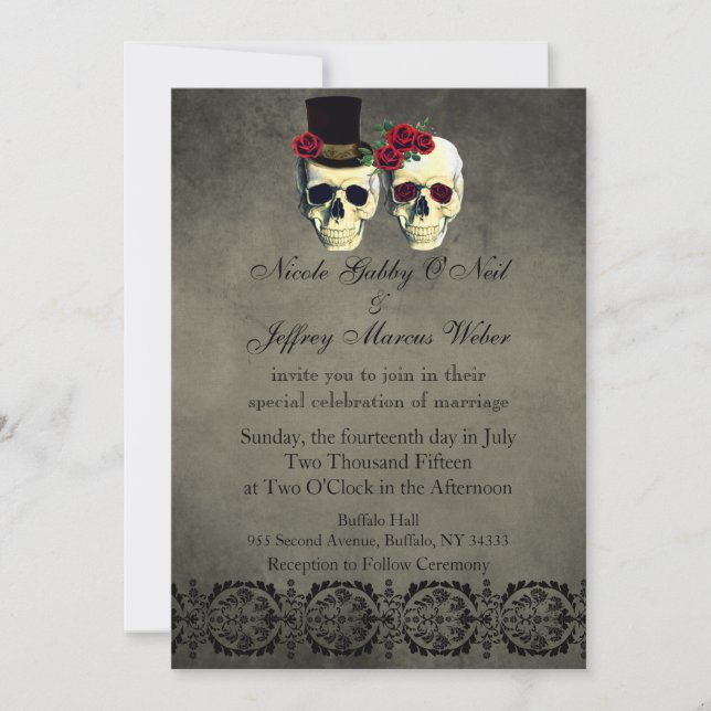 Day of the Dead Bride and Groom Wedding Invitation (Front)