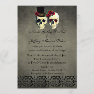 Day of the Dead Bride and Groom Wedding Invitation
