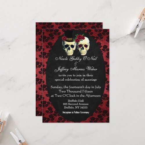 Day of the Dead Bride and Groom Wedding Invitation