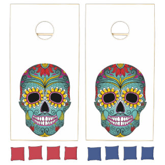 Day of the Dead Bright Skull Cornhole Set