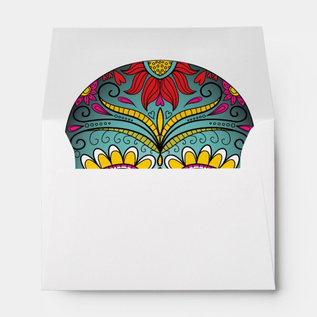 Day of the Dead Bright Skull Envelope (Back (Bottom))