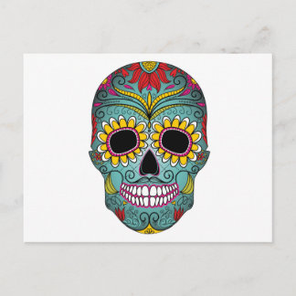 Day of the Dead Bright Skull Postcard