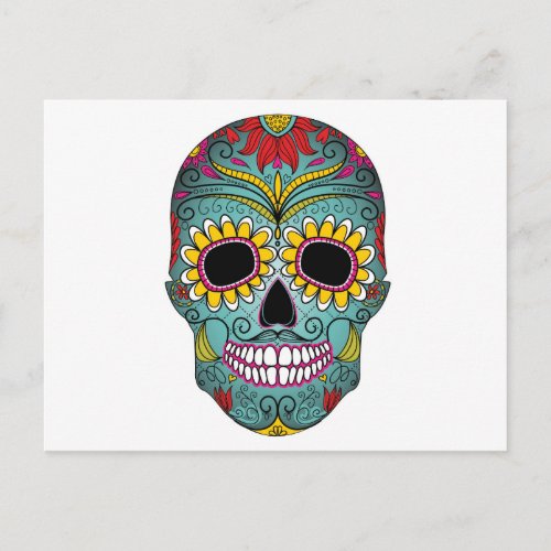 Day of the Dead Bright Skull Postcard