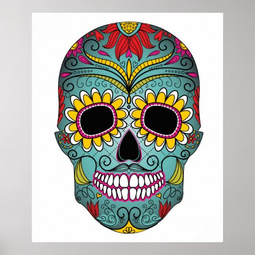 Day of the Dead Bright Skull Poster