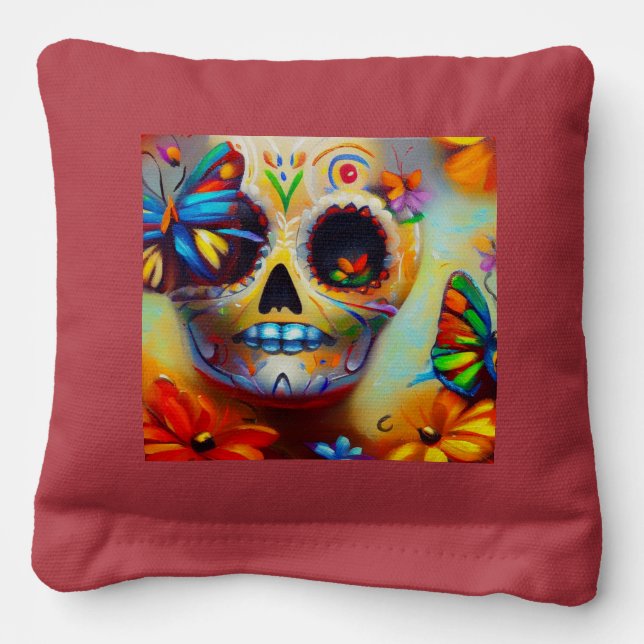 Day of the Dead Butterflies (2) Cornhole Bags (Front)