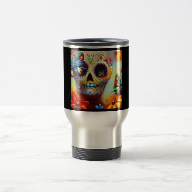 Day of the Dead Butterflies 2 Travel Mug (Center)