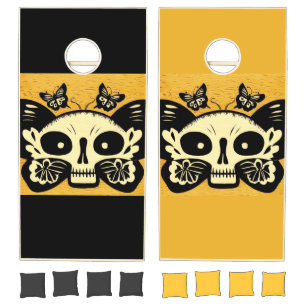 Day of the Dead Butterflies Woodcut (1) Cornhole Set