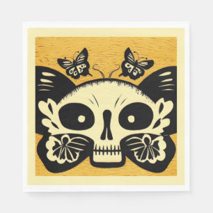 Day of the Dead Butterflies Woodcut 1 Napkins