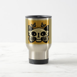 Day of the Dead Butterflies Woodcut 1 Travel Mug