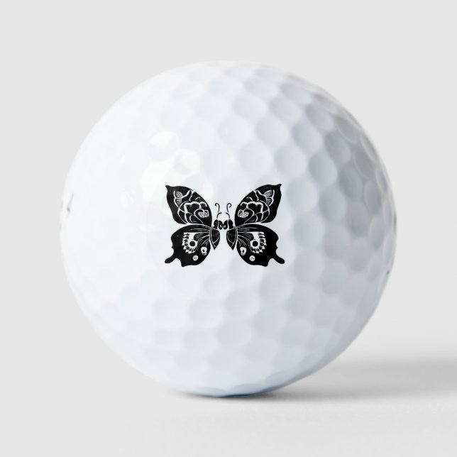 Day of the Dead Butterflies Woodcut (4) Golf Balls (Front)