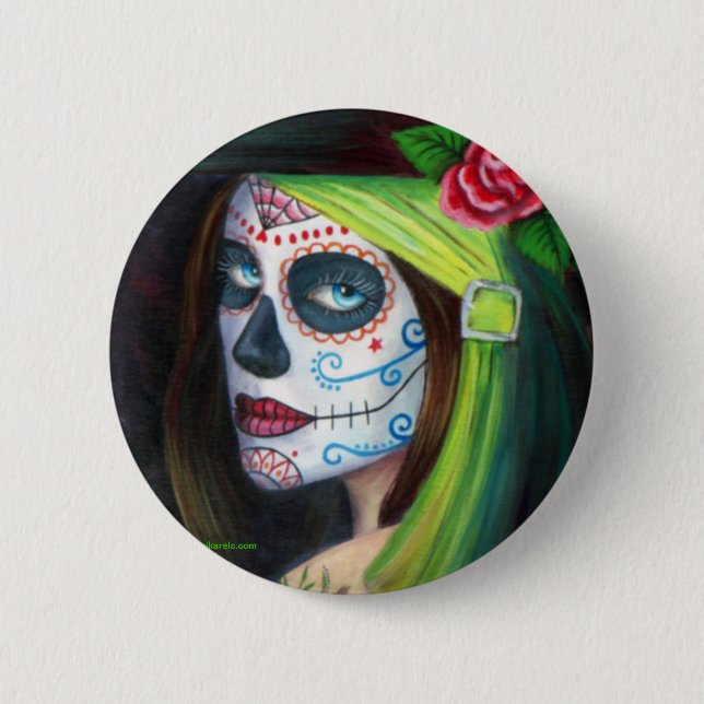 Day of the  Dead by Lori Karels Pinback Button (Front)