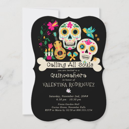 Day of the Dead Calling all Souls Quinceanera Invitation | Zazzle