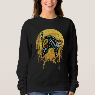 Day Of The Dead Cat And Full Moon Sweatshirt