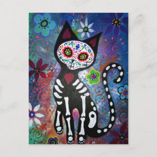 Day of the Dead Cat by Prisarts Postcard