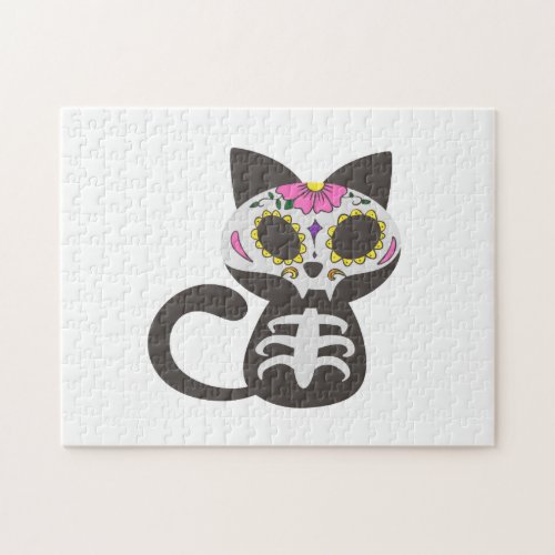 Day of the dead cat _ Choose background color Jigsaw Puzzle