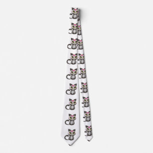 Day of the dead cat - Choose background color Neck Tie