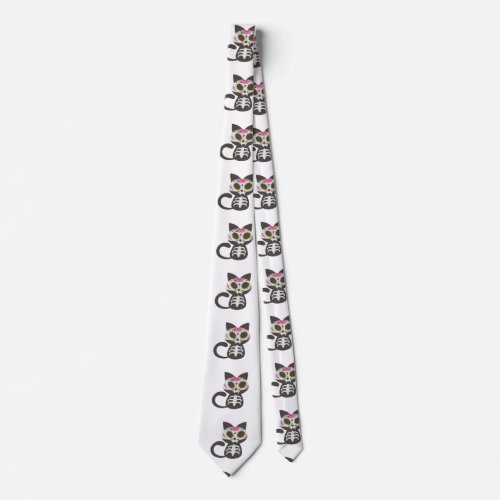 Day of the dead cat _ Choose background color Neck Tie