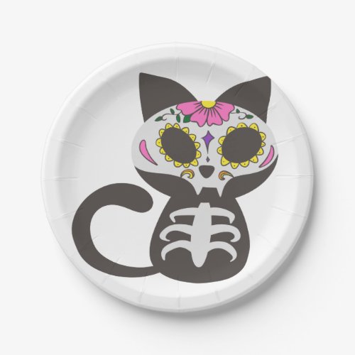 Day of the dead cat _ Choose background color Paper Plates