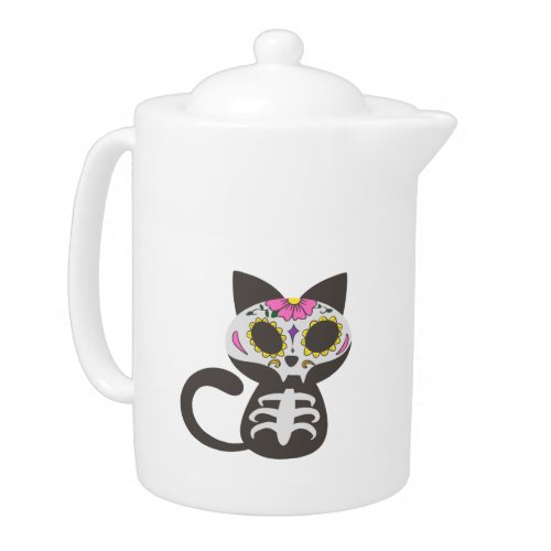 Day of the dead cat _ Choose background color Teapot