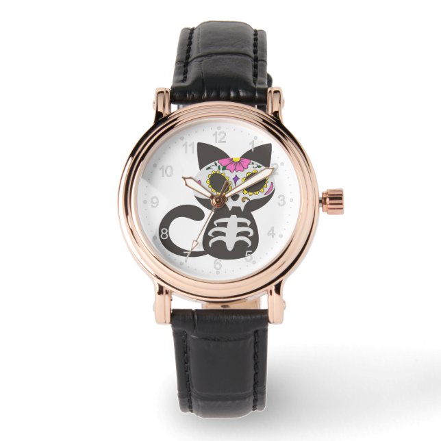Day of the dead cat - Choose background color Watch (Front)