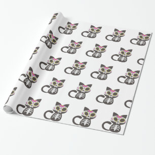 Day of the dead cat - Choose background color Wrapping Paper