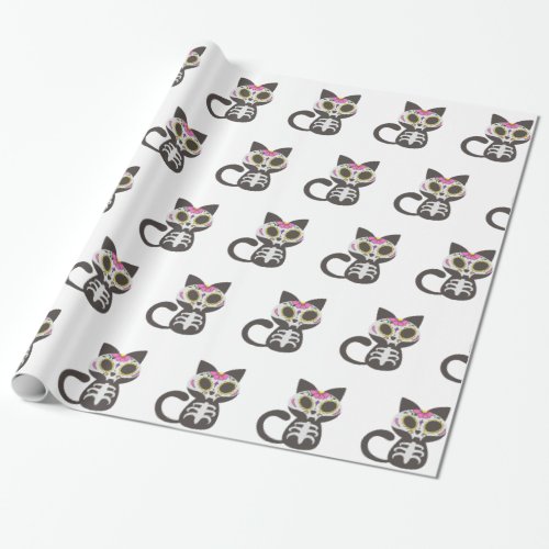 Day of the dead cat _ Choose background color Wrapping Paper