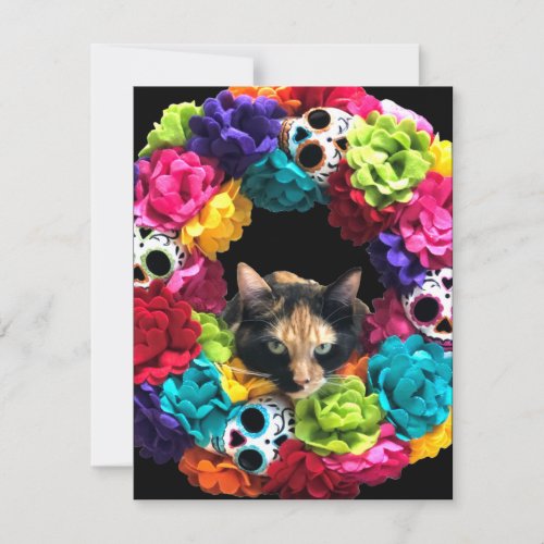 Day of the Dead Cat  Holiday Card