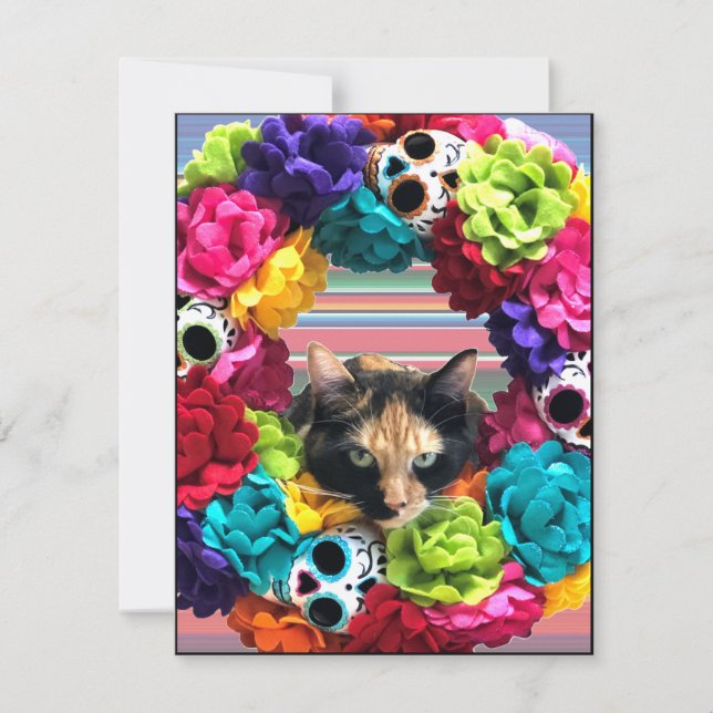 Day of the Dead Cat  Holiday Card (Front)