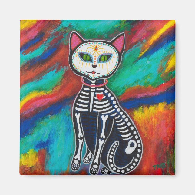 Day of the Dead Cat Magnet (Front)